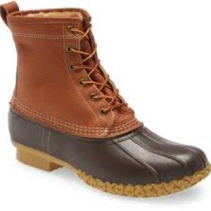 L.L. Bean 8" Tumbled Leather Shearling Lined Bean Boot